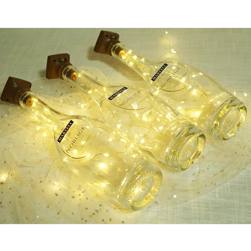 NiniTe LIGHTS Square 8 Pack Solar Powered Wine Bottle Lights, 20 LED Waterproof Copper Cork Lights for Wedding, Christmas, Holiday, Garden, Patio, Pathway, Outdoor (Warm White) - Image 4